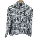 Lands'End  fair isle Sweatshirt Fleece Pullover Snowflakes Blue White Medium 10 1 Photo 5