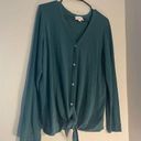 Loft  green button down cardigan with front tie size large super comfy Photo 0