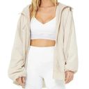 Alo Yoga Alo Reversible Legion Jacket Bone Fleece Sherpa Oversized Beige Cream Hooded XS Photo 2