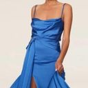 Fame and Partners  The Anita Gown Blue Satin Sleeveless Maxi Formal Gown Size 0 Photo 1