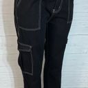 Black cargo pants white contrast stitching womens size S Photo 5