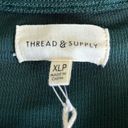 Thread and Supply  micro- modal ribbed Forrest green long sleeve shirt Photo 2