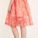 Topshop  Burnout Coral Peach Floral Midi Skirt Photo 0