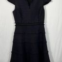 Rebecca Taylor Deep Purple Tiered Tweed Knit Fit & Flare Cap Sleeve Dress 6 Photo 1