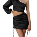 RUNAWAY THE LABEL Runaway Monrow Cutout One Sleeve Mini Dress Black Size XL NWT Photo 0