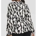 Ava & Viv  Long Sleeve Tie Front Black/Ivory Blouse Women’s 1X New Photo 2