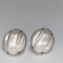 Trifari Vintage  Goldtone Metal Clip On Earrings White Puffer Plastic Clouds Photo 6