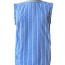 Draper James  Popover Blue Oxford Stripe Cotton Chambray Sleeveless Top Small Photo 0