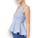 Forever 21 Blue striped peplum camisole top, NEW blue white V-neck sleeveless medium top Photo 5