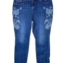 Torrid Blue Floral Cross-stitch Design Signature Skinny Blue Stretch Jeans 17 Photo 0