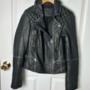 All Saints Black Long Sleeve Quilted Cargo Distressed Leather Biker Jacket 2 Photo 0