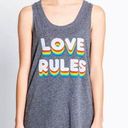 P.J. Salvage  Womens Love Rules Charcoal Pajama Sleep Tank Top Size Medium New Photo 0