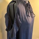 Vintage Havana  Cold Shoulder Ruffle Blouse Navy Blue Photo 6