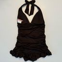 Juicy Couture  Grant Halter Swimdress One Piece Y2K Small NWT Neutral Chocolate Photo 4