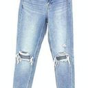 American Eagle Women's Size 000 Mom Jeans Distressed Light Wash Denim Photo 0