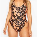 Boohoo  | NWT Orange Cheetah Print Scoop Back Plus Size Swim Suit Size 20 Photo 2