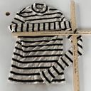 NA-KD  Shirt Womens XX Large Black Cream Stripe Ribbed Mock Neck Viscose Blend Photo 4