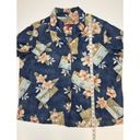 Caribbean Joe  Blue Pink Hawaiian Floral Print Button Down Shirt Sz 2X Photo 7