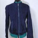 Anne Klein  Blue Suede Leather Jacket - Size Small Photo 0