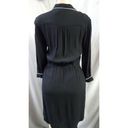 The Loft "" BLACK & IVORY COLLARED BUTTON DOWN BLOUSON LONG SLEEVES DRESS SIZE: S NWT Photo 2