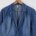 St. John’s Bay St. Johns Bay Women XL Denim Blazer Jacket Stretch Retro Hippie Minimalist Photo 8