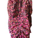 ZARA  Pink Floral‎ Draped Long Puff Sleeve Ruffle Mini Dress Size M Blogger Fav Photo 2