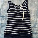 Caslon NWT!  Navy White Knit Shimmer Shine Sleeveless Sweater Tank Top Blouse XS Photo 0