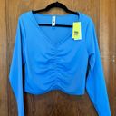 All In Motion  Flex Shirred Cropped Long Sleeve Workout Athleisure XL Blue NWT Photo 1