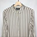 Something Navy  Vertical Stripe Satin Boyfriend Button Down M Photo 3