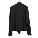 Timing  Black Button Down V-Neck Tie Neck Long Sleeve Blouse with Bow Small Photo 6