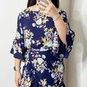 Bobeau B Collection by  Astrid Floral Blue Apron Mini Wrap Dress 3/4 Sleeves XS Photo 0