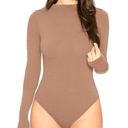 Naked Wardrobe NWT  Brown Long Sleeve Bodysuit Photo 0