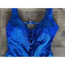 Maxine of Hollywood Vintage  Blue Geometric Print One Piece Swimsuit Women's 14 Photo 2