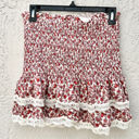 NWOT Moodie Smocked Ruffle Crop Top & Floral Mini Skirt Set Red Women's Size XS Photo 3