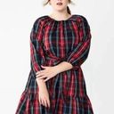 Draper James  RSVP Long Sleeve Tiered Bow Back Dress plaid tartan holiday SIZE XL Photo 0