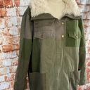 One Teaspoon Green Patchwork Twill Utility Defender Sherpa Fur Lined Coat Small Photo 2