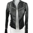 I am gia I.Am.Gia Black Faux Leather Studded Detail Zip Up Long Sleeve Moto Jacket Size S Photo 0