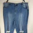 Eloquii  Elements Distressed Straight Leg Jeans Sz 22 Medium Wash Stretch Denim Photo 2