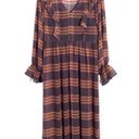 Madewell Plaid Long Flutter Sleeve Sheer Maxi Dress Navy Blush Size 6 NEW Photo 3