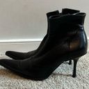 Nine West Vintage Real Leather Pointy Toe Heeled Booties  Black Size 9 Photo 2