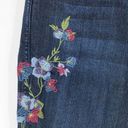 J.Jill  Size 2 Jeans Embroidered Floral Dark Blue Slim Ankle Cropped Pants 1303 Photo 3