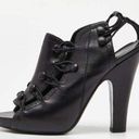 Bottega Veneta NEW  Black Leather Button Detail Slingback Heeled Sandal 35.5 / 5 Photo 0