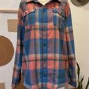 Quiksilver  Blue & Pink Flannel Snap Button Quiktech Layering Utility Shirt XL Photo 6