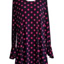 Est. 1946  Dress Dark Blue Pink Polka Dots Long Bell Sleeves Swing Large NEW Photo 10