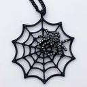 Torrid NEW  Black Rhinestone Jewel Spiderweb Pendant Necklace Halloween Gothic Photo 7