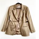 Good American  Fit and Flatter Sateen Blazer Tan Size 4 Cutout Pointed Lapel Photo 4