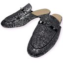 Marc Fisher  Women’s Size 8 Black Silver Foil Wishing Studded Slides Mules Shoes Photo 2