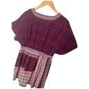 Garnet Hill  100% Slik Boho V Neck Dolman Short Sleeves Tunic Red Blue 8 Photo 7