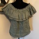 Young Fabulous and Broke YFB‎ Birdy off the shoulder linen top color olive green 100% linen Photo 2