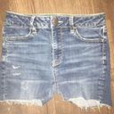 American Eagle size 4 high rise super stretch x cutoff shorts Blue Photo 0